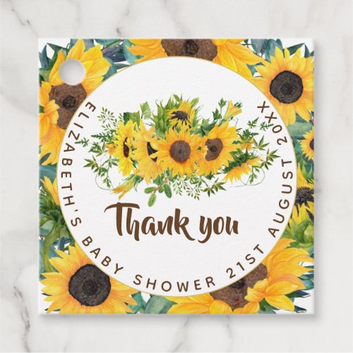 Rustic Sunflower Themed Baby Shower Favor Gift Tag