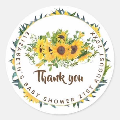 Rustic Sunflower Themed Baby Shower Favor Gift Tag