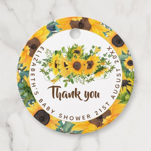 Rustic Sunflower Themed Baby Shower Favor Gift Tag