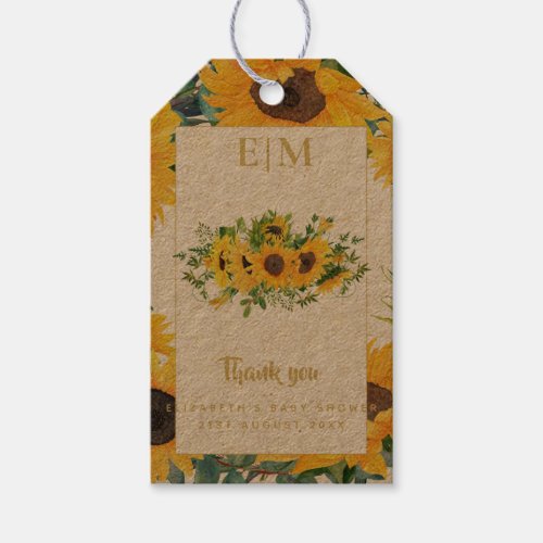 Rustic Sunflower Themed Baby Shower Favor Gift Tag