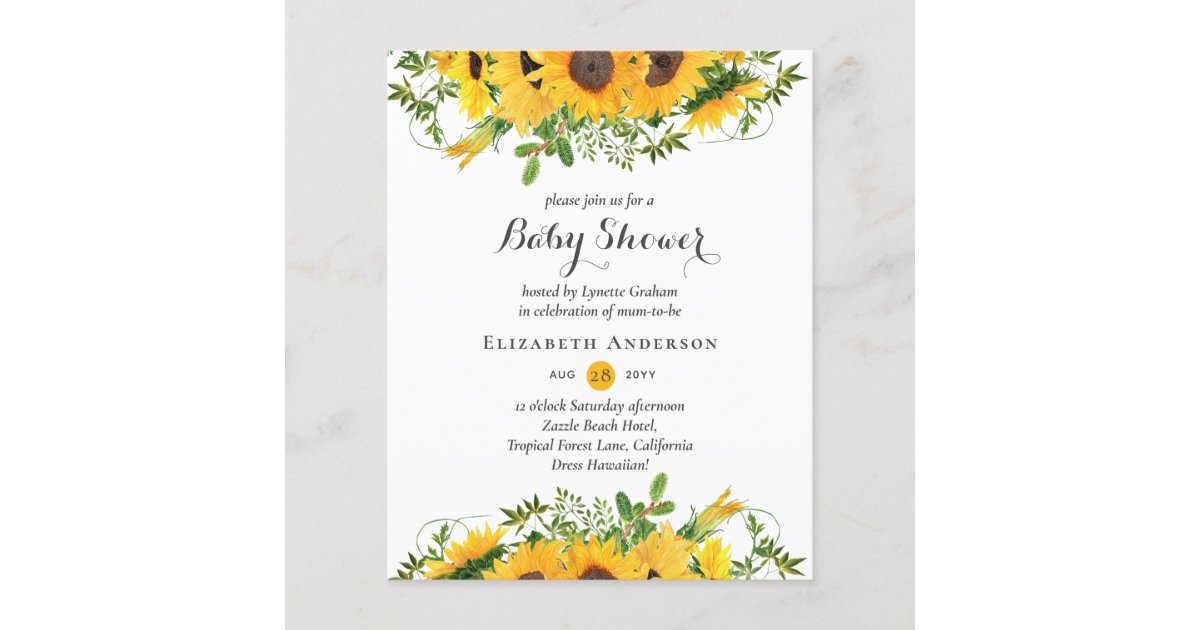 Rustic Sunflower Themed Baby Shower Invites Budget 