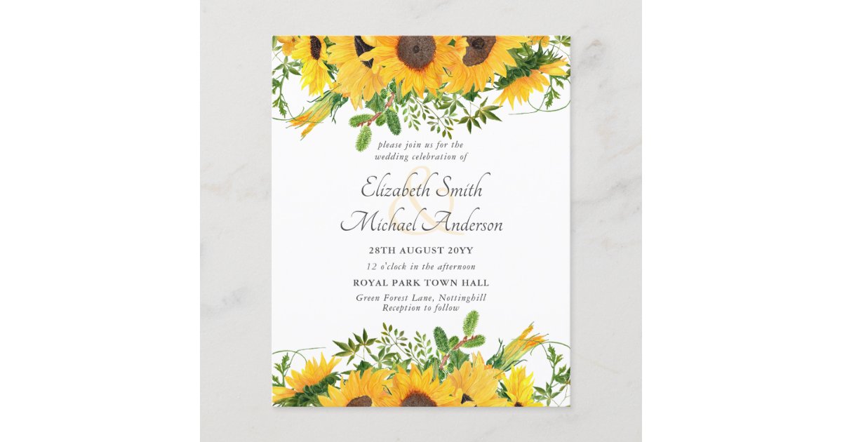 Rustic Sunflower Themed Wedding Stationery Budget Zazzle