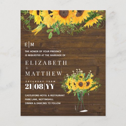 Rustic Sunflower Themed Wedding Stationery Budget
