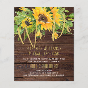 Rustic Sunflower Themed Wedding Stationery Budget