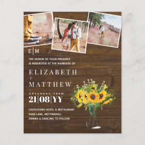 Rustic Sunflower Themed Wedding Stationery Budget