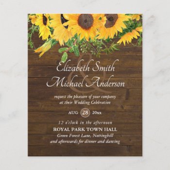 Rustic Sunflower Themed Wedding Stationery Budget