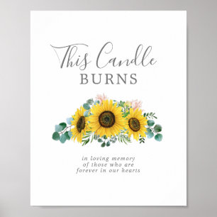 Rustic Sunflower This Candle Burns Memorial Sign