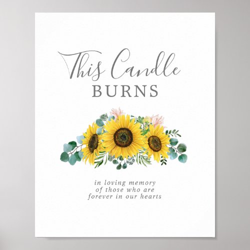 Rustic Sunflower This Candle Burns Memorial Sign
