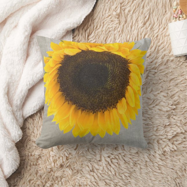 Rustic Sunflower Throw Pillow (Blanket)