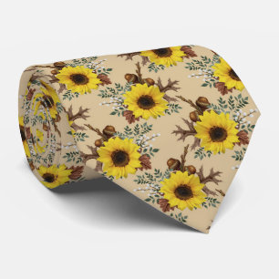 rustic sunflower tiled pattern  neck tie