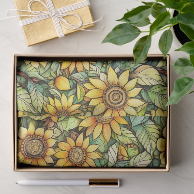 Rustic Sunflower Tissue Paper – 10lb, 17"x23" (Gift)