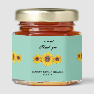 rustic sunflower trio for bridal shower honey jar favors