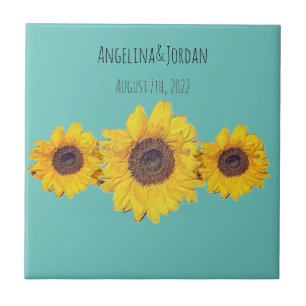 rustic sunflower trio for weddings ceramic tile
