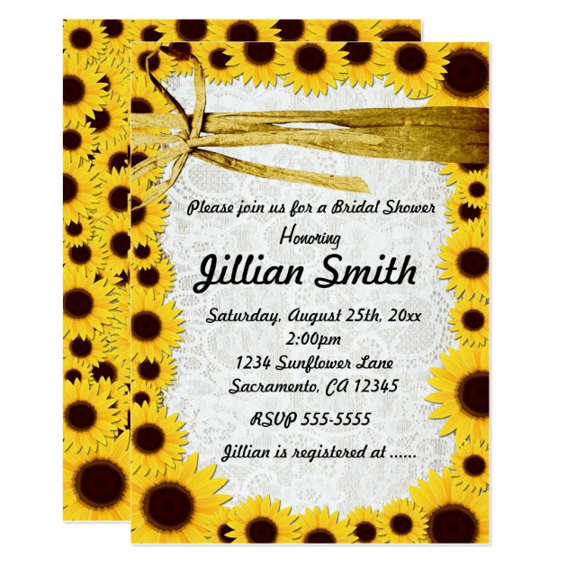 Rustic Sunflower Twine Bridal Wedding Invitations