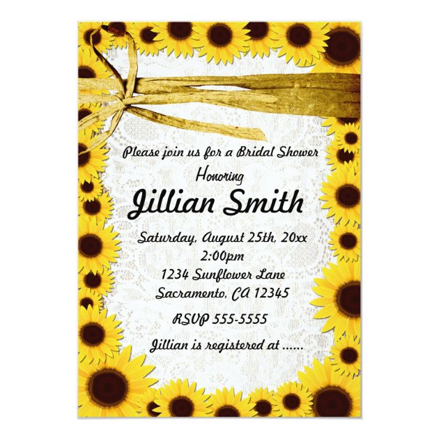 Rustic Sunflower Twine Bridal Wedding Invitations