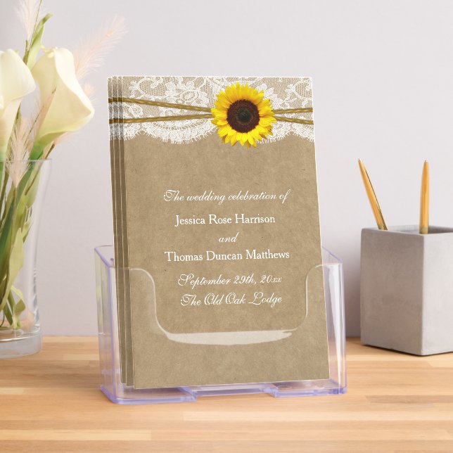 Rustic Sunflower & Twine Wedding Programs Brochure (Insitu)