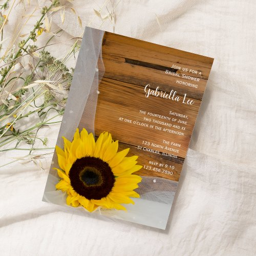 Sunflower and Veil Country Bridal Shower Invitations