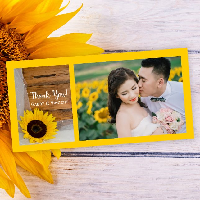 Rustic Sunflower Veil Country Wedding Thank You Card (Creator Uploaded)
