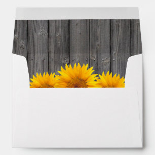 Rustic Sunflower Vintage Barn Wood Wedding Envelope