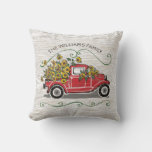 Rustic Sunflower Vintage Red Truck Family Name Throw Pillow at Zazzle