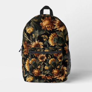 Rustic SunFlower Vintage Watercolor Art Floral Printed Backpack