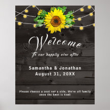 Rustic Sunflower w Lights Wedding Poster