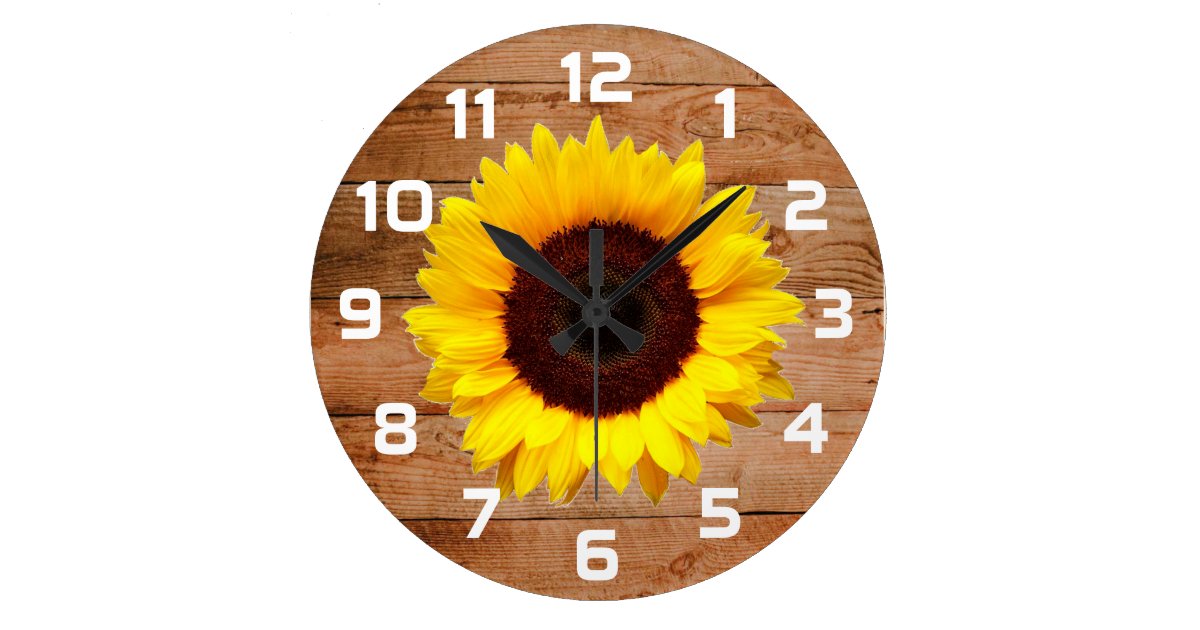 Rustic Sunflower Wall Decor Clocks Zazzle Com