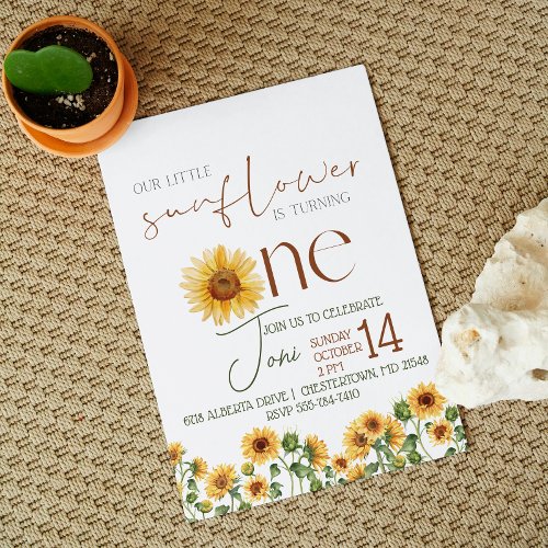 Rustic Sunflower watercolor Birthday Invitation