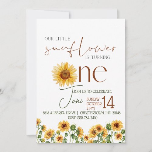 Rustic Sunflower watercolor Birthday Invitation