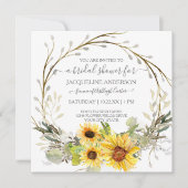 Rustic Sunflower Watercolor Floral Bridal Shower Invitation (Front)