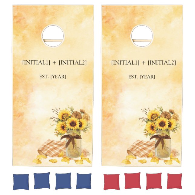 Rustic Sunflower Watercolor Wedding Cornhole Set (Set)