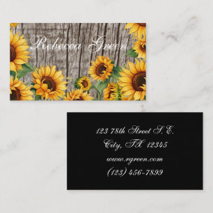 Rustic Sunflower & Weathered Gray Barnboard Business Card