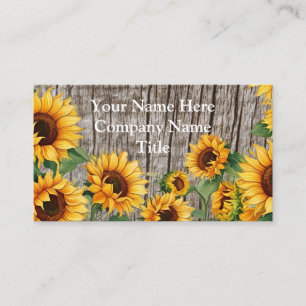 Rustic Sunflower & Weathered Gray Barnboard Business Card