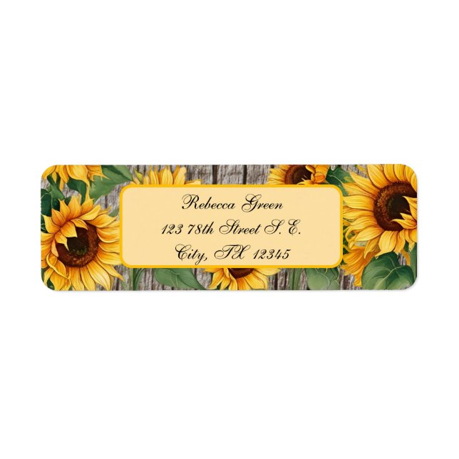 Rustic Sunflower & Weathered Gray Barnboard Label (Front)