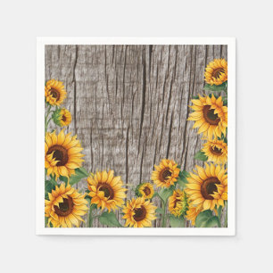 Rustic Sunflower & Weathered Gray Barnboard Napkins