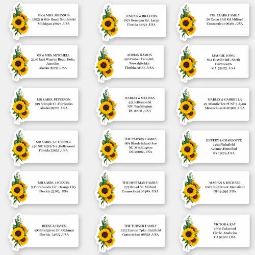 Rustic Sunflower Wedding Address  Sticker