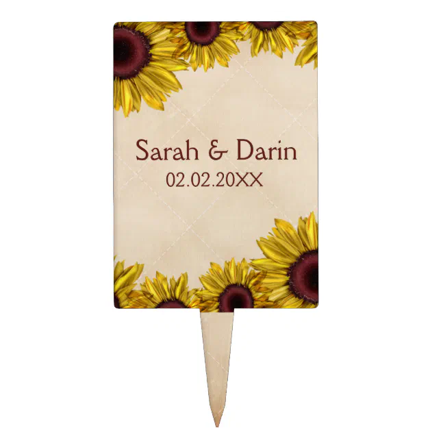 Rustic Sunflower Wedding Cake Topper Zazzle