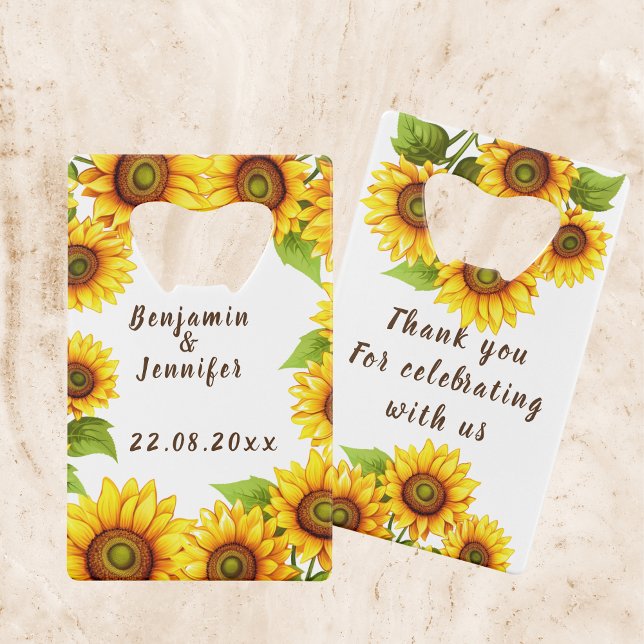 Rustic  Sunflower wedding Credit Card Bottle Opener (Creator Uploaded)
