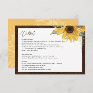 Rustic Sunflower wedding details enclosure cards