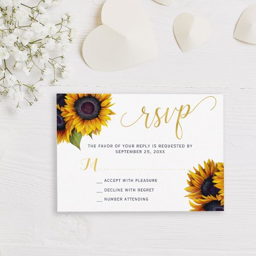 Rustic sunflower wedding elegant RSVP Enclosure Card