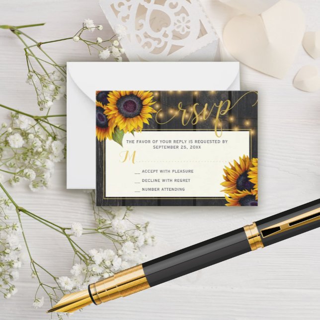 Rustic sunflower wedding elegant RSVP Enclosure Note Card (Creator Uploaded)