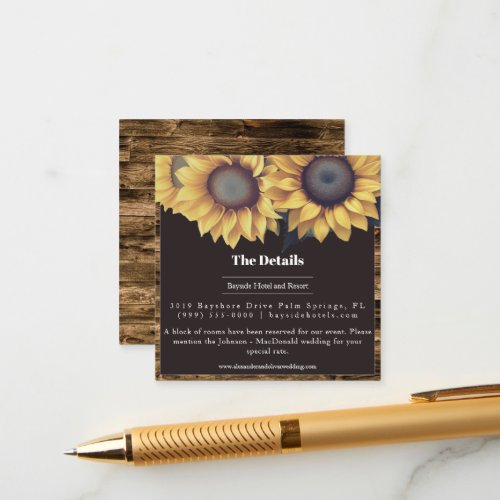 Rustic Sunflower Wedding Enclosure Card