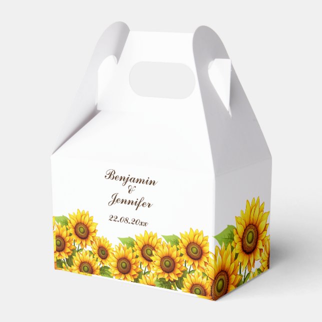 Rustic Sunflower Wedding  Favor Boxes (Front Side)