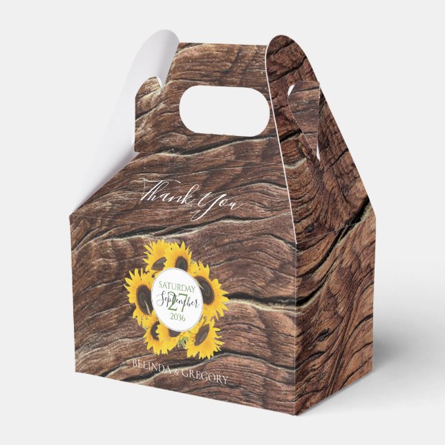 Rustic Sunflower Wedding Favor Boxes (Front Side)