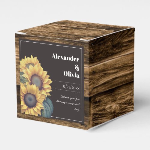 Rustic Sunflower Wedding Favor Boxes