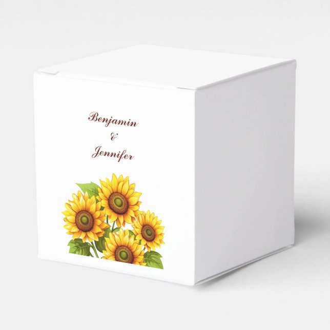 Rustic Sunflower Wedding  Favor Boxes (Front Side)
