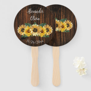 Rustic Sunflower Wedding Favor Hand Fan
