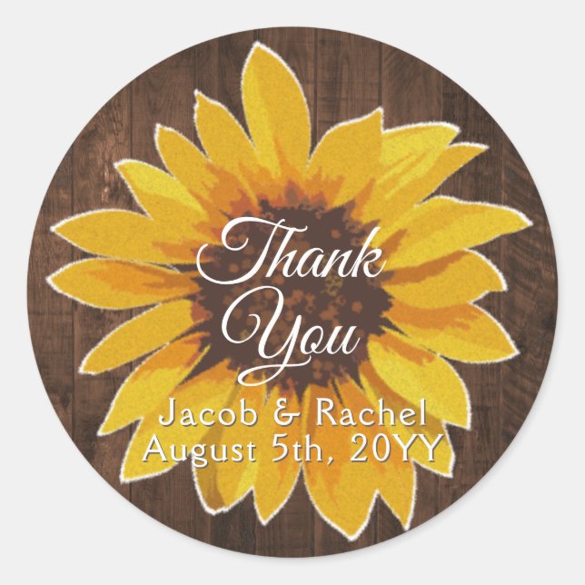 Rustic Sunflower Wedding Favor Labels (Front)