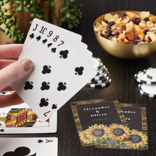 Rustic Sunflower Wedding Favor Playing Cards
