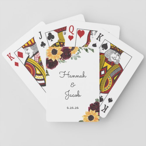 Rustic Sunflower Wedding Guest Favor Playing Cards